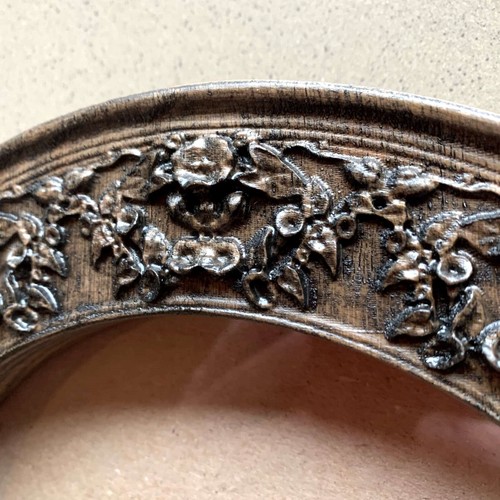 Round Flower Photo Picture Decorative Frame Floral Ornate Romantic Carved Wood - Picture 3 of 10