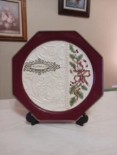 Grasslands Road Stoneware Celebrate Christmas Dessert 8" Plate Candy Canes 