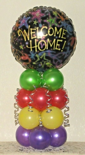 WELCOME HOME - BALLOON DISPLAY - PARTY TABLE DECORATION - NO HELIUM NEEDED