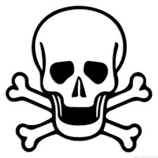 Skull crossbones - Decal Sticker - Multiple Colors  Sizes - ebn6022