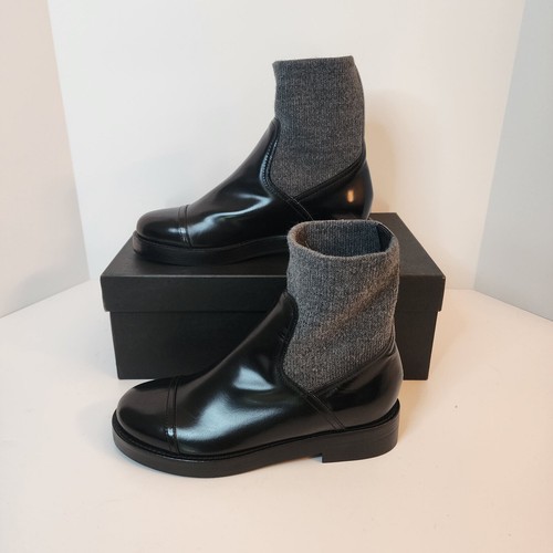NIB J. Crew Spazzo Black Italian Leather Rib-Cuff Boots 8.5 M - Picture 1 of 8