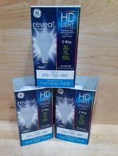 3 1-packs 3 GE REVEAL HD Lighting 3-WAY 30w-70w-100w -A21 BULBS Radiant White