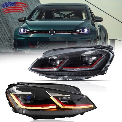 For VW MK7 Golf&GTI 2015 2016 2017 LED Headlights w/ DRL Turn Signal Hi/Lo Beam