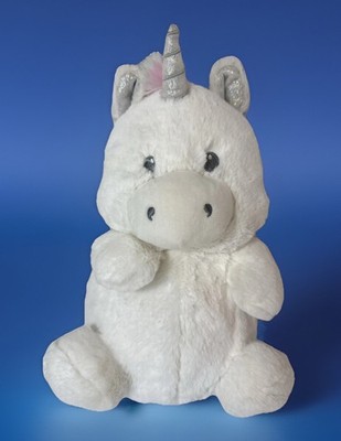Kellytoy White Unicorn Plush 11'' Rainbow Mane