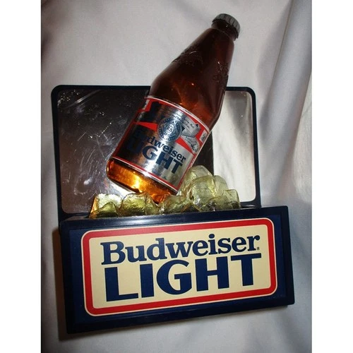 Vintage BUDWEISER LIGHT Beer Bottle on Ice Sign