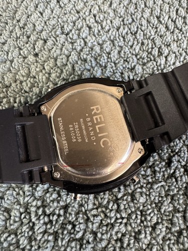Relic by Fossil Mens Digital Watch ZR50039 Black Silicone Band Silver Tone New B - Picture 3 of 4