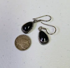 Silpada Black Onyx Teardrop Dangle Earrings Sterling Silver 925 Hook
