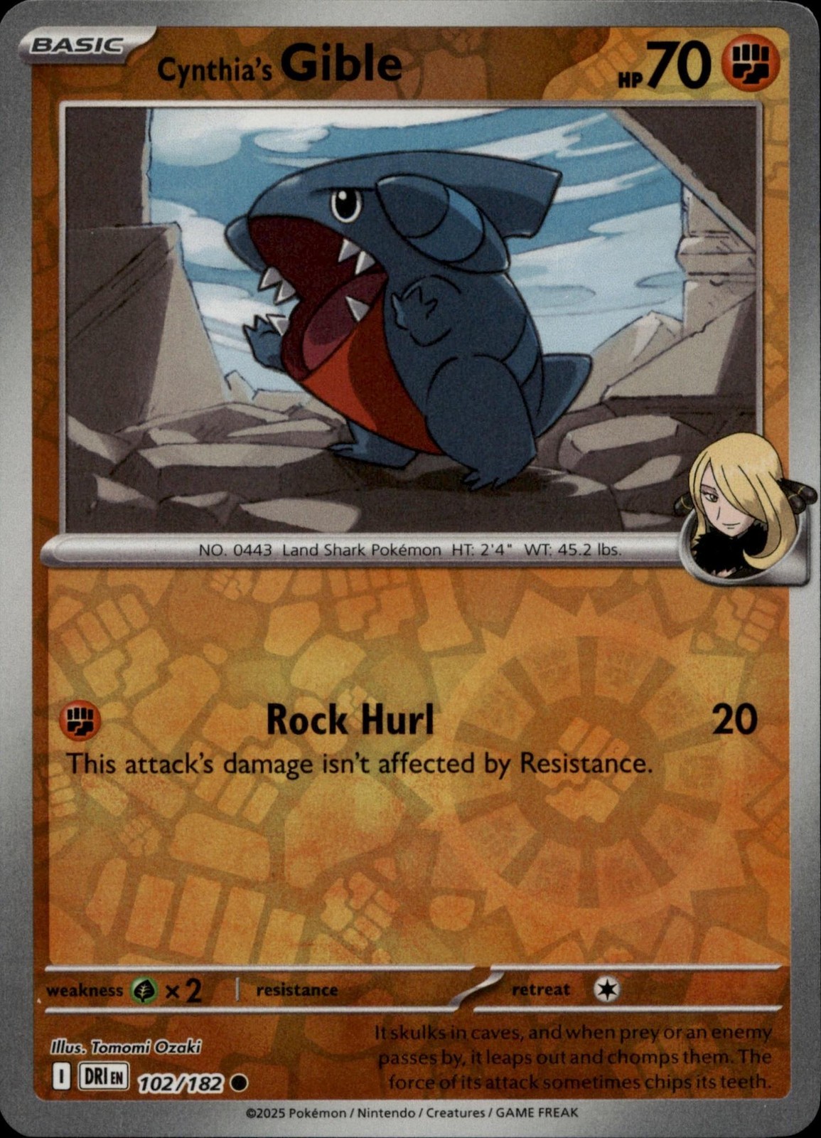 SV10: Destined Rivals #102/182 Cynthia's Gible Reverse Holo