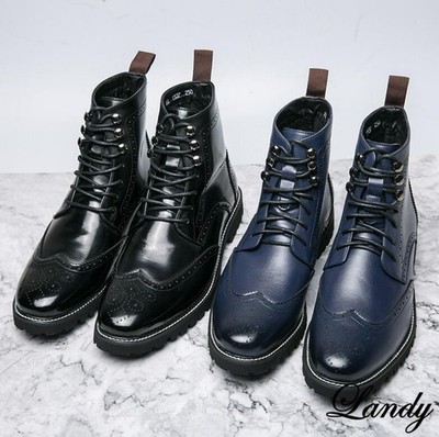 Mens Carved Ankle Boots Lace Up Wingtip Business Formal Dress  Chelsea Shoes New
