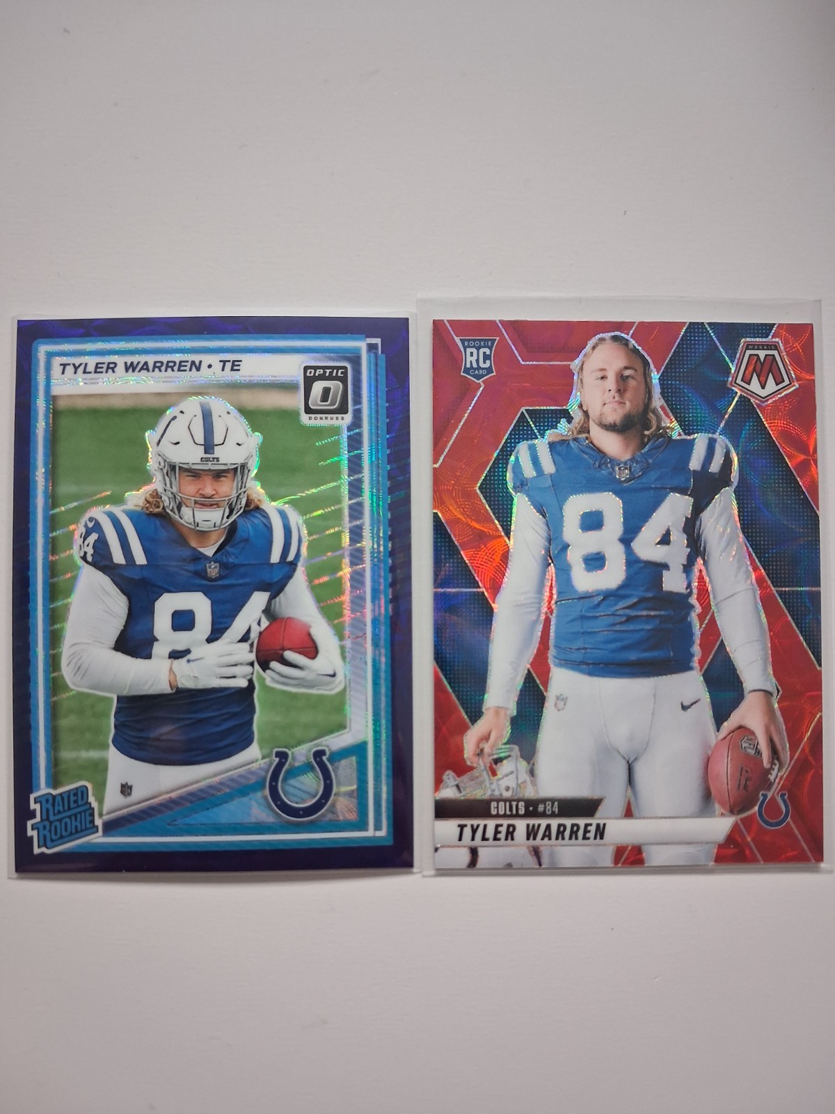 Tyler Warren Colts Rated Rookie Lot (2) Optic Purple #234 Mosaic Red Scope#281