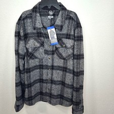 Colorado Clothing Mens Black and Gray LongSleeve Shirt with Plaid Flannel Size L