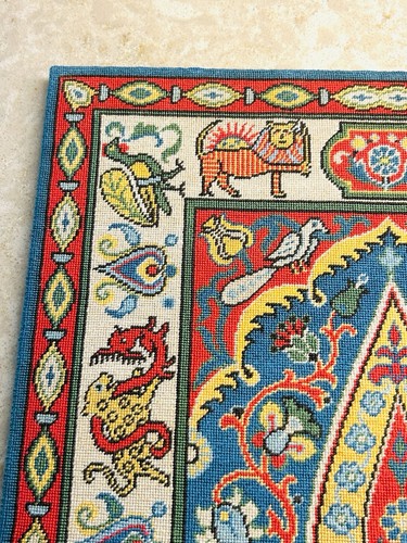 Vintage Nadelspitze Blumen Pfau Retro 70er Jahre ungerahmt 16,75”x12” Wandbehang - Bild 2 von 17