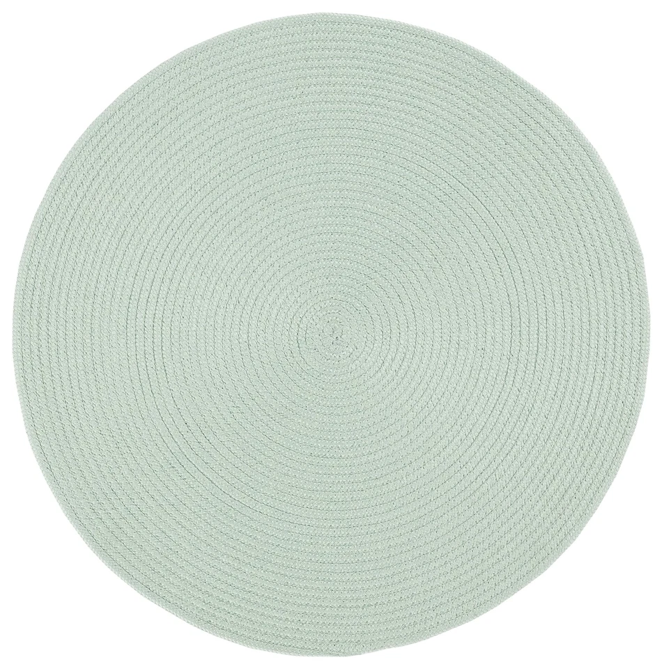 Alfombra de colección trenzada - 3' redonda, verde azulado, casa de campo hecha a mano, idea... Foto 2 de 3