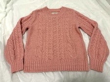 Ann Taylor Loft Women's S Pink Cable Knit Sweater Pullover