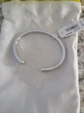 Kendra Scott Parker Cuff Bracelet Silver White Crystal NWT $85   KS Pouch 