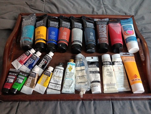 Lot Of 23 Liquitex & Other BrandsAcrylic Paint Set-4 oz to 0.7 oz Size Tubes