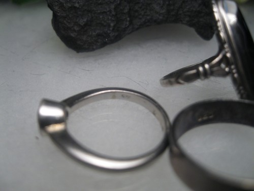 Vintage All Sterling Silver Ring LOT UNCAS HEMATITE BLUE AGATE & GARNET 11.1g - Picture 10 of 15