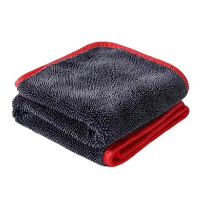 Microfiber Car Drying Towel 1-Pack 40x60cm Gray Red Twisted Terry Ultra Absorben