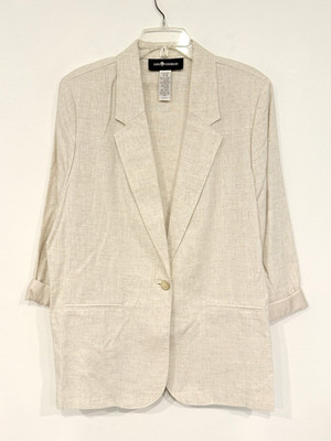 Sag Harbor Blazer Women's Sz 18 Jacket Linen Blend Vintage Old Money Ivory Work