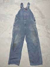 Dickies Bib Overalls Men s Size 40x30 Blue Denim Carpenter Jean Pants Pin Stripe
