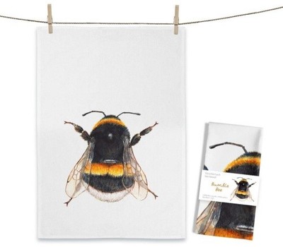 Baumwoll-Geschirrtuch Bumble Bee Hummel Aquarell-Design by Maluu