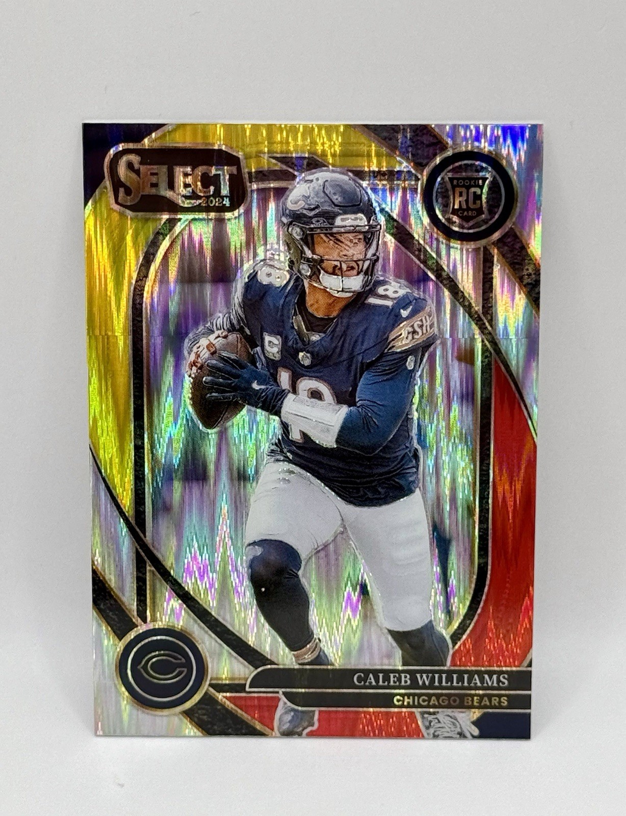 2024 Panini Select - Club Level Caleb Williams #216 Red & Yellow Shock Prizm RC