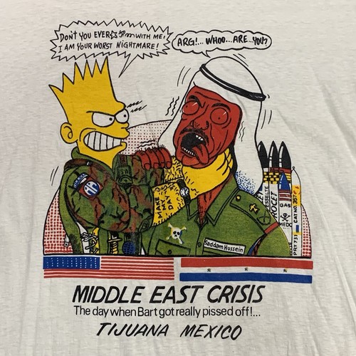 Vintage The Simpson Parody Operation Desert Storm T Shirt Medium 90s Bart RARE - Picture 2 of 9