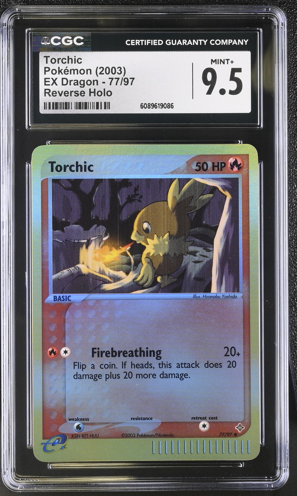 CGC 9.5 MINT+ Torchic 2003 EX Dragon 77/97 Reverse Holo Pokemon Card