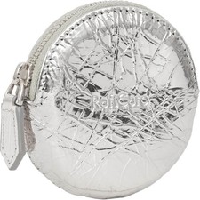 Lightweight coin purse, genuine leather, YKK zipper, cosmetic pouch, silver