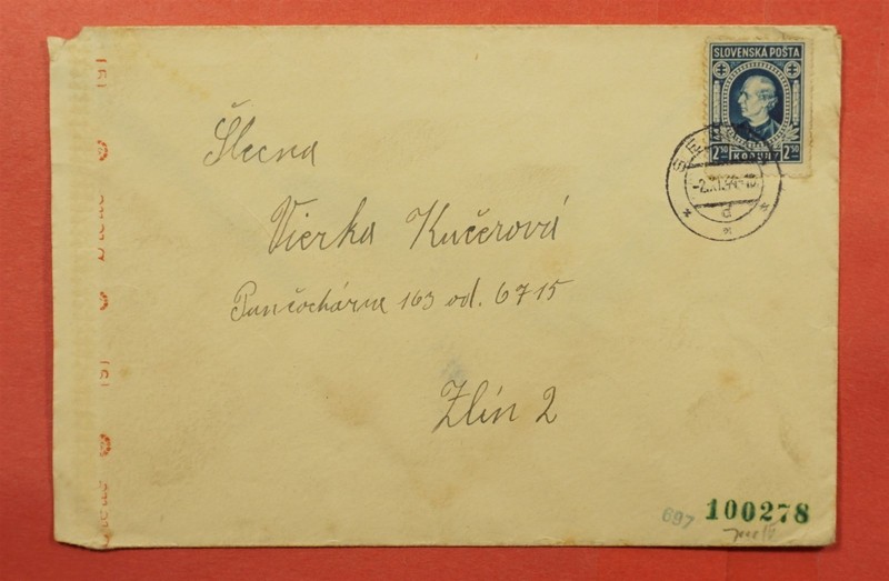 DR WHO 1944 SLOVAKIA REGISTERED TO ZLIN WWII CENSORED 185937