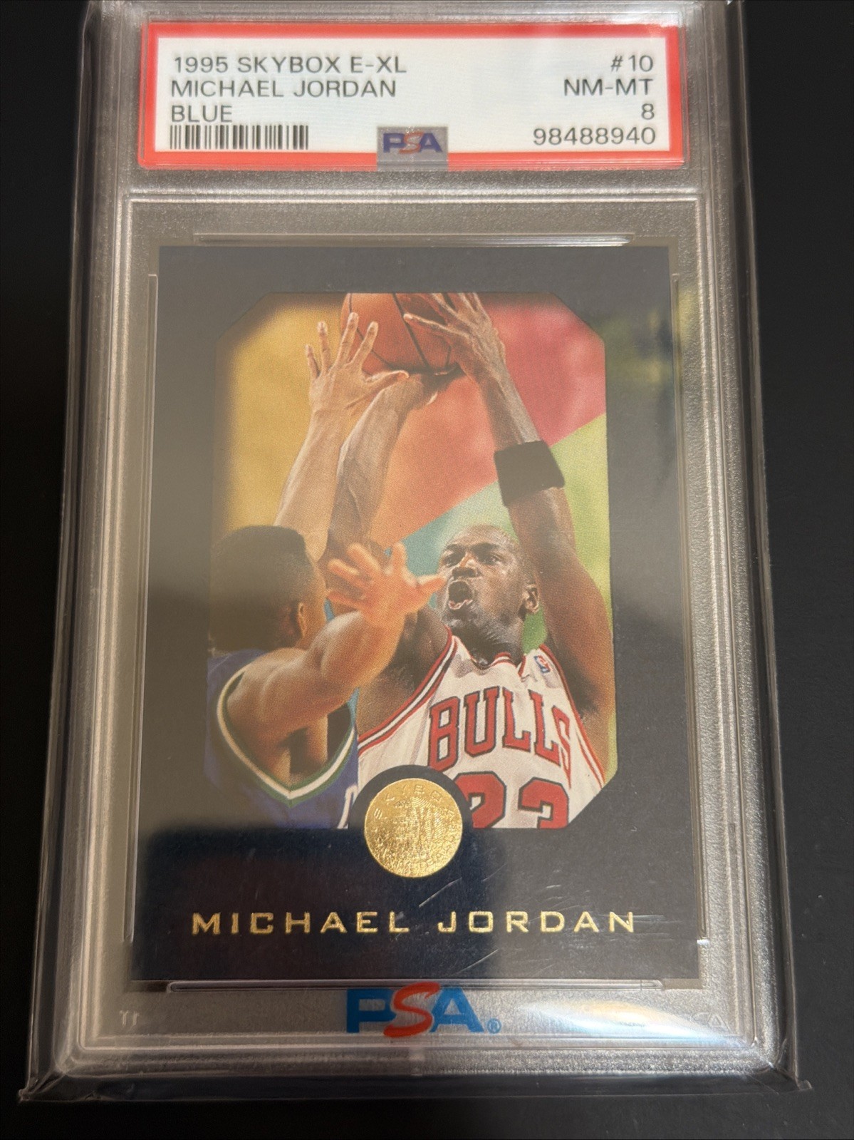 1995 SKYBOX E-XL MICHAEL JORDAN BLUE BULLS BASKETBALL CARD #10 PSA 8 NM-MT