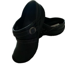 KEEN Sister Style Women's Black Leather Mule Clogs Buckle Strap Slip On Shoes 6