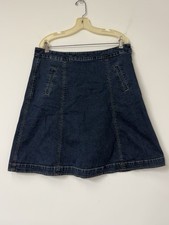 CJ Banks Women's 16 Stretch Denim Skirt Dark Wash Modest Knee Length Pockets