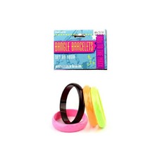 Bangle Bracelets - 80s - Plastic - Black/Neon - Costume Accessory - One Size