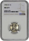 1943 D 1c Lincoln Steel Wheat Cent NGC Graded MS 67+ New Holder with Toning