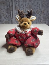 Vintage Russ Berrie Reindeer   Ruby   Soft Plush Holiday Outfit 10  
