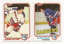 Lot of 2 Different New York Rangers Barry Beck Hockey Cards
