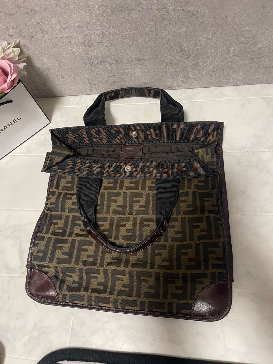 Vintage FENDI Zucca Monogram Tote Bag Rare Designer Handbag