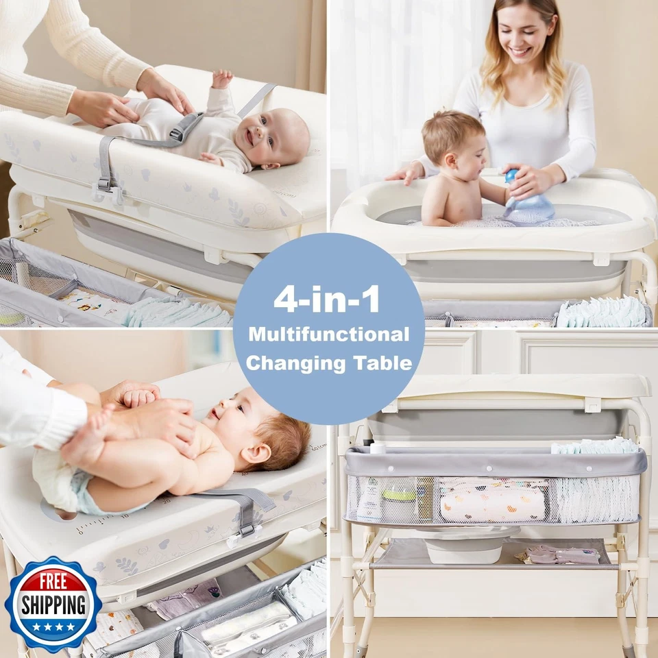 Детская ванна DZMDIP со складным пеленальным столиком, стоячая ванна для младенцев fo - Изображение 2 из 4