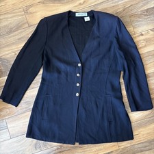 Authentic Vintage 1990s Sonia Rykiel Paris Black Crepe Longline Blazer Size 44