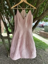 Halston Heritage Pink Tulip Dress. Rose Jacquard Fabric. Racerback. Size 6