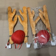 Car Reindeer Antler Kit Nose, Car Reindeer Antlers Christmas set of two