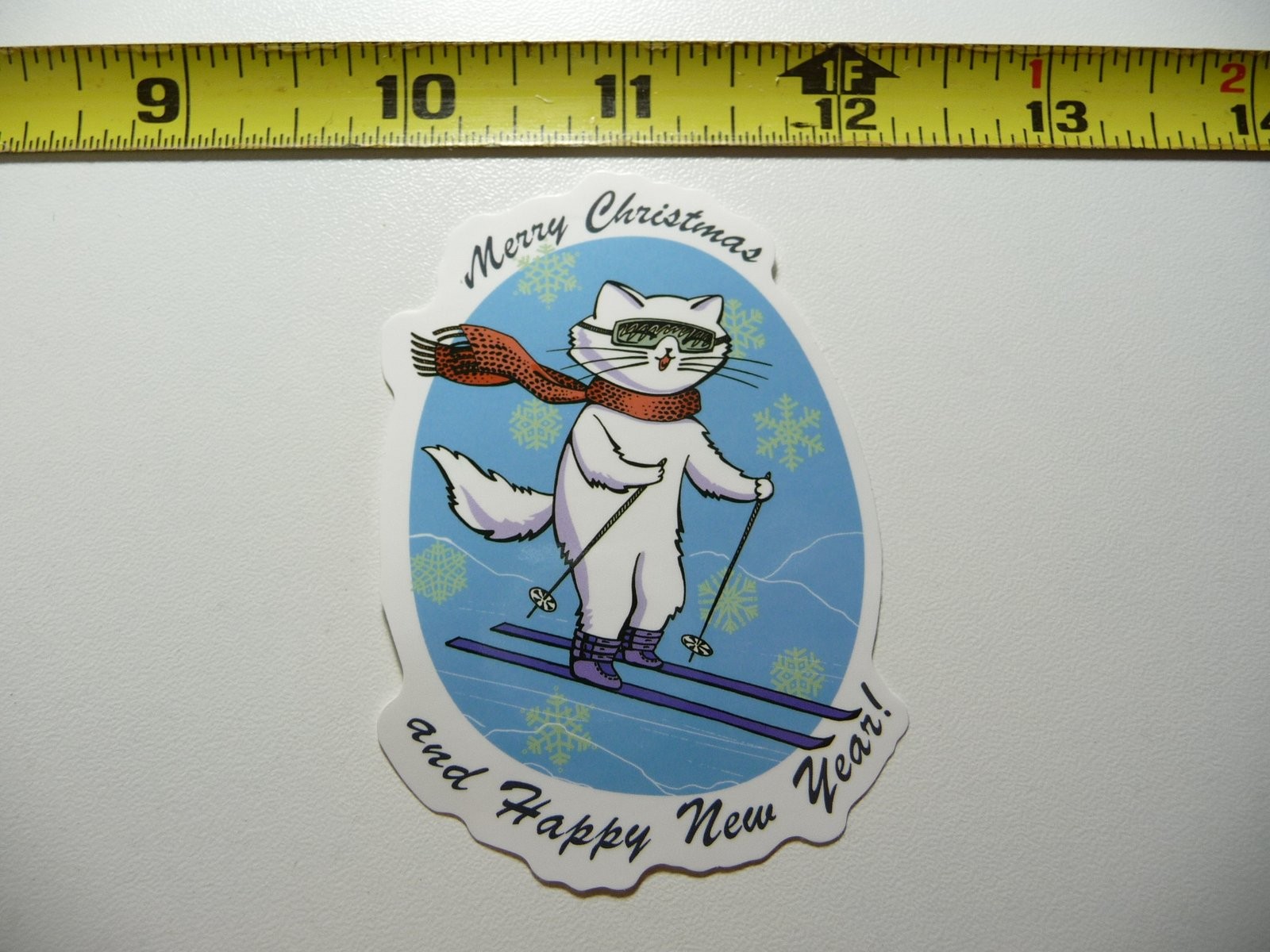 Winter Sports Cat Skiing Christmas New Year Decal Sticker for Snow Resort Fun