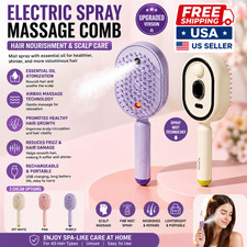 Cepillo eléctrico de masaje con spray para el cabello aceite esencial niebla cuero cabelludo peine recargable