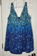 Swimsuits For All Women  s One Piece Geometric Swimsuit Blue Size 16W