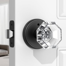 1 Pack Crystal Door Knob, Octagon Shaped Glass Door Knobs Interior with Lock,...