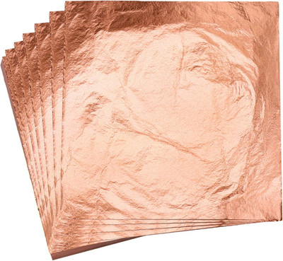 Gilding Gold Leaf Foil,100 Sheets 5.5'' X 5.5'' Real Copper Leaf Foil Paper for Ar