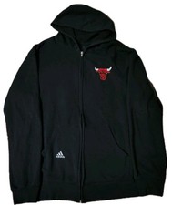 🔥 Vintage Y2K Adidas Chicago Bulls Black Full Zip Jacket Mens XL 28x24
