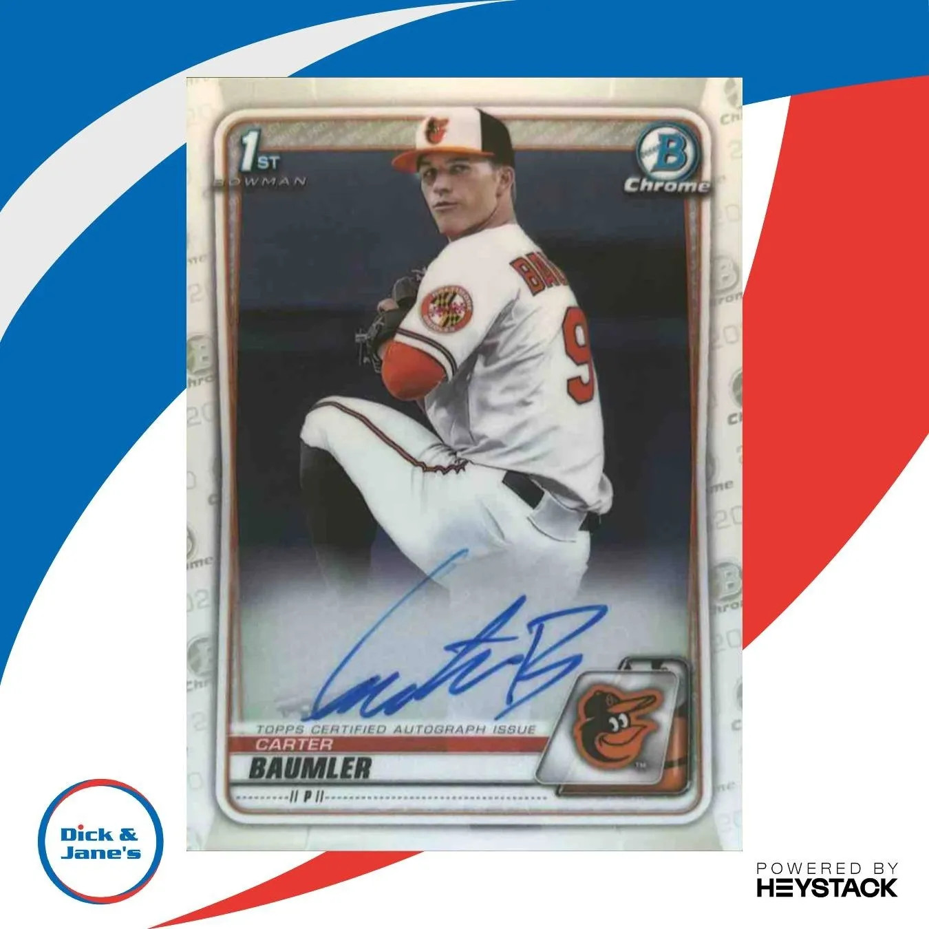 2020 Bowman Draft Carter Baumler Chrome Pick Auto #CDA-CB Baltimore Orioles
