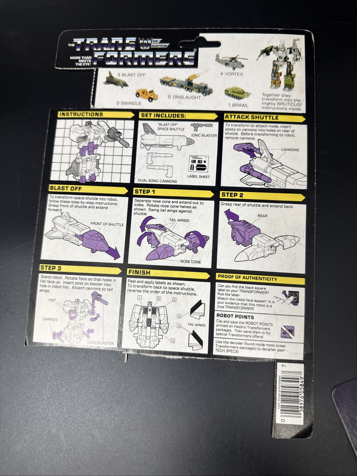 G1 Vintage Transformers 1984 Hasbro Card Backs Mix See Images Constructicons